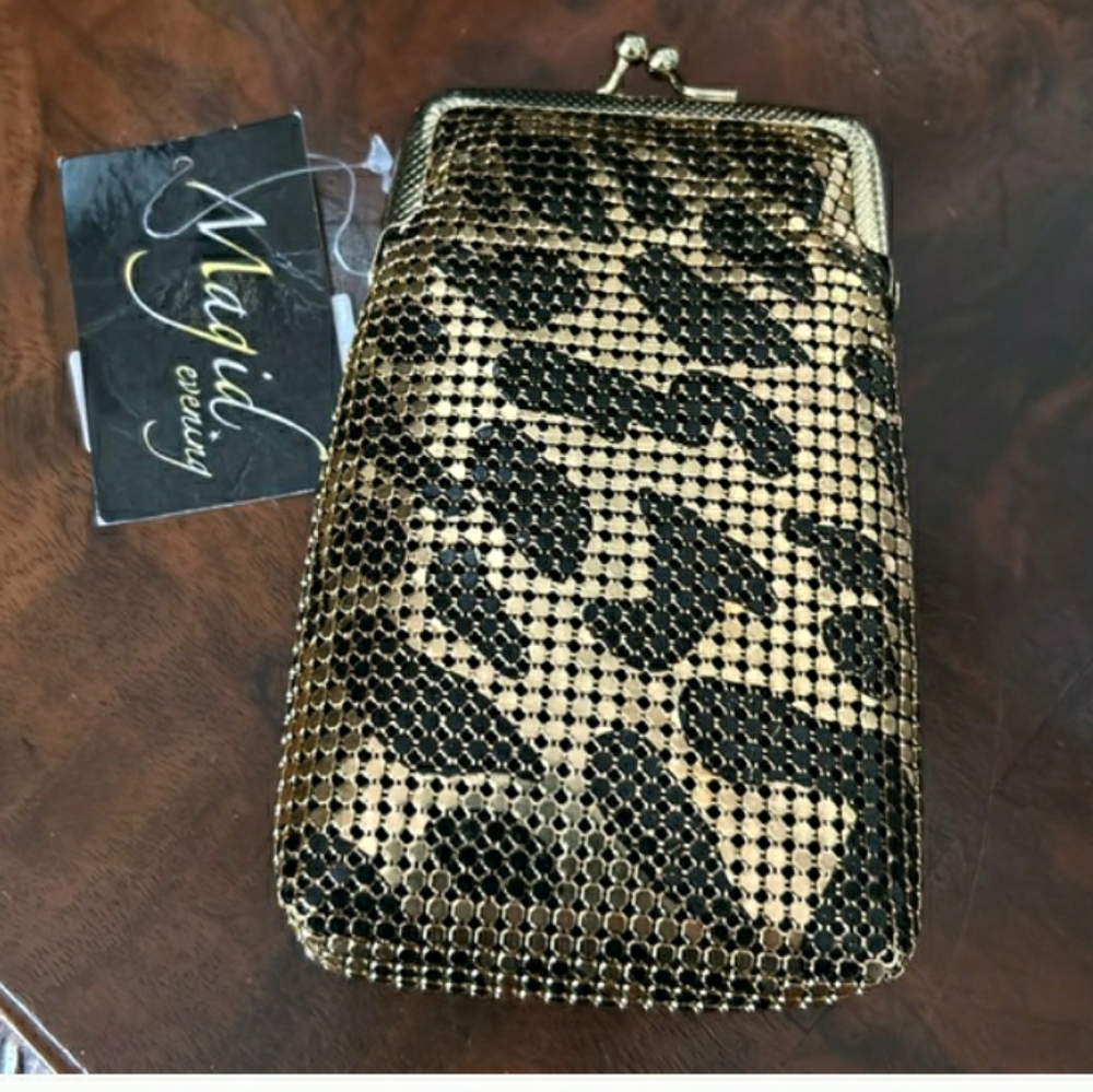 Leopard Cigarette Case Gold Black Magid Vintage Kiss Lock 🤎  NWT - Picture 5 of 9
